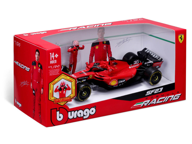 Ferrari modelové auto, SF-23, Charles Leclerc, 1:24, bburago, s pilotom