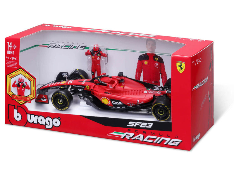 Ferrari modelové auto, SF-23, Charles Leclerc, 1:24, bburago, s pilotom