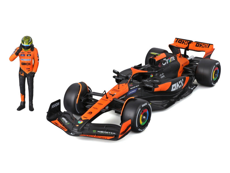 McLaren modelové auto, bburago, Lando Norris, 1:24, #4, MCL38, s pilotom