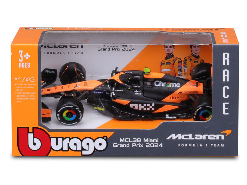 Model auta McLaren, Bburago, Lando Norris, lakovanie Miami, MCL38 🔥