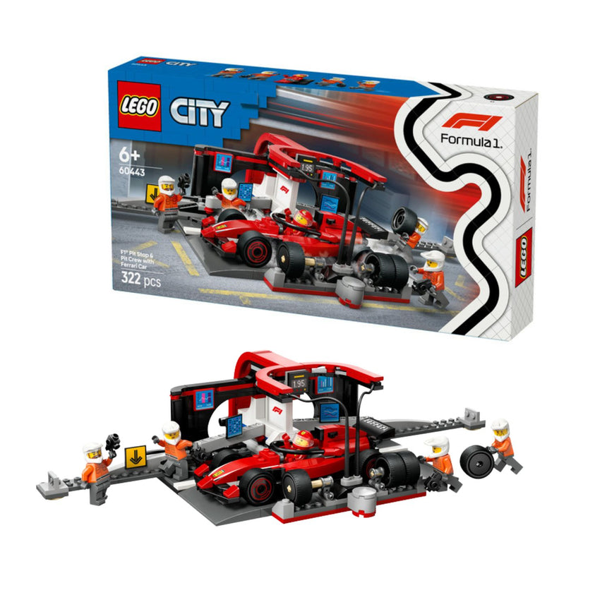 Ferrari, F1 LEGO® City 60443, box s pretekárskym autom a posádkou v boxoch 🔥