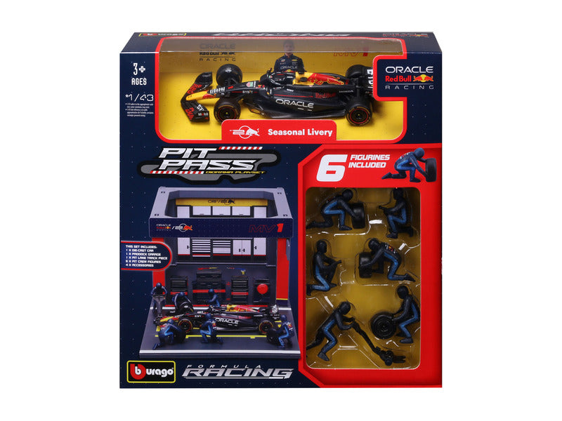 Red Bull Racing modelová súprava, vstup do boxovej zóny, bburago, 1:43, Max Verstappen, #1, RB19