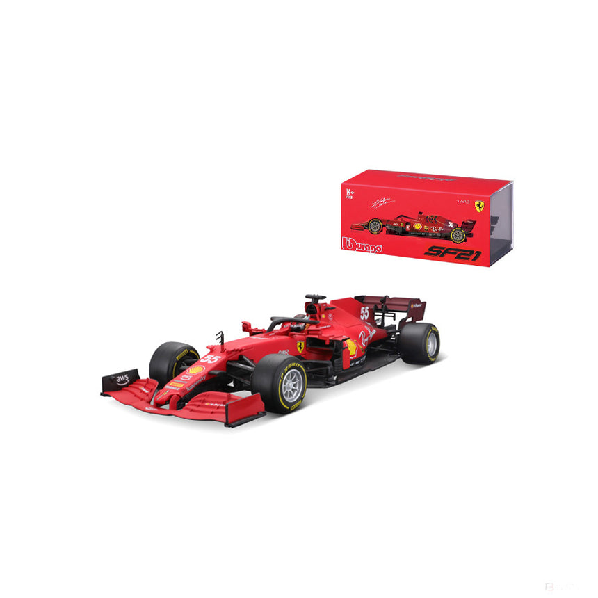 Model auta Ferrari, SF21, podpis Carlosa Sainza, mierka 1:43, červená, 2021 - FansBRANDS®