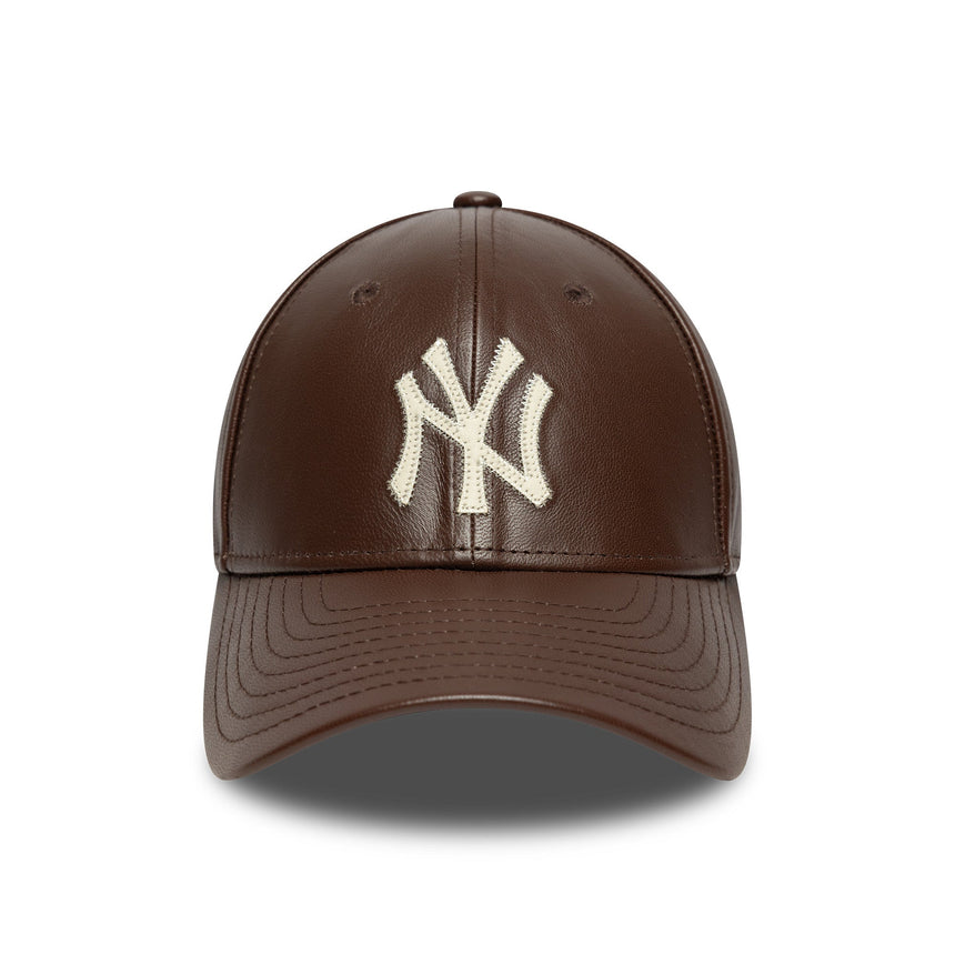 kožená šiltovka New York Yankees, New Era, 9FORTY, jednobarevná hnedá
