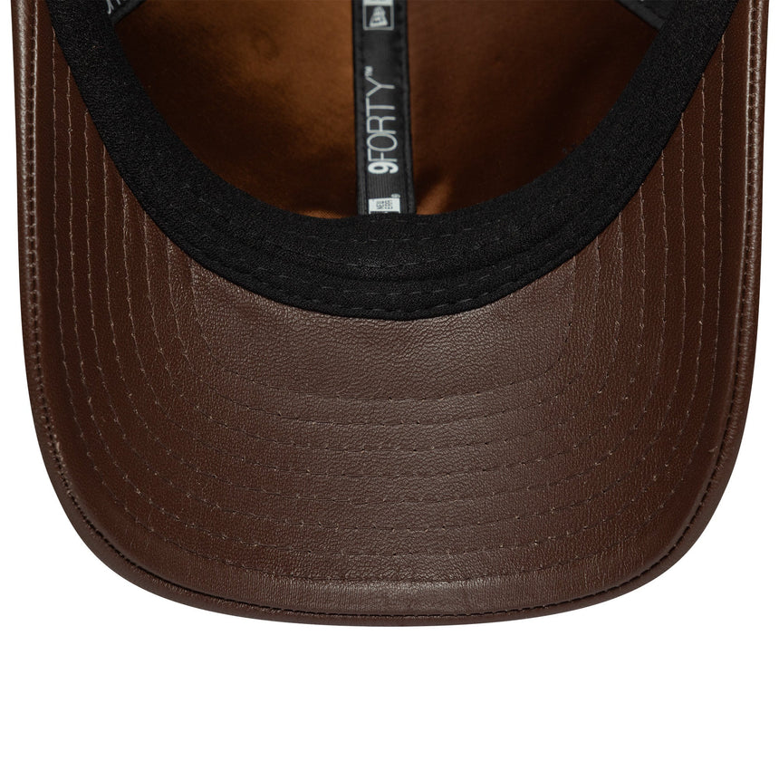 kožená šiltovka New York Yankees, New Era, 9FORTY, jednobarevná hnedá