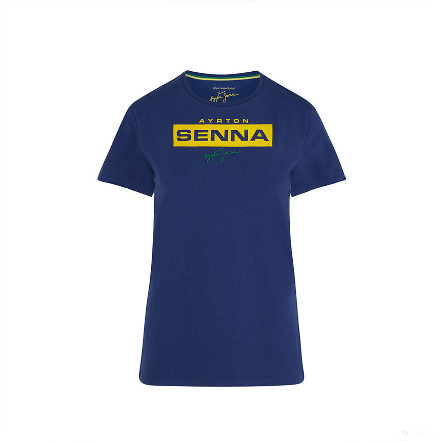 Dámske tričko Ayrton Senna, logo, modré, 2021 - FansBRANDS®
