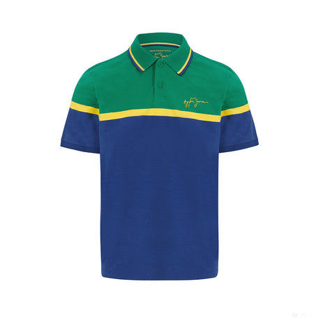Ayrton Senna Polo, pruhované pánske, modrá, 2021 - FansBRANDS®