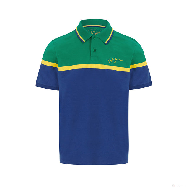 Ayrton Senna Polo, pruhované pánske, modrá, 2021 - FansBRANDS®