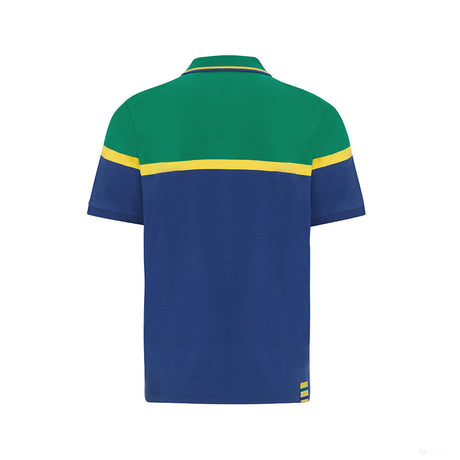 Ayrton Senna Polo, pruhované pánske, modrá, 2021 - FansBRANDS®