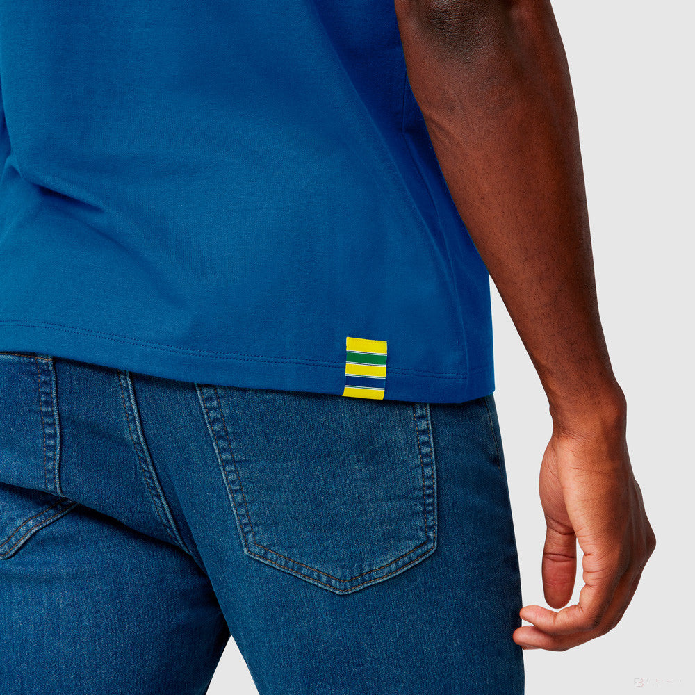 Ayrton Senna Polo, pruhované pánske, modrá, 2021 - FansBRANDS®