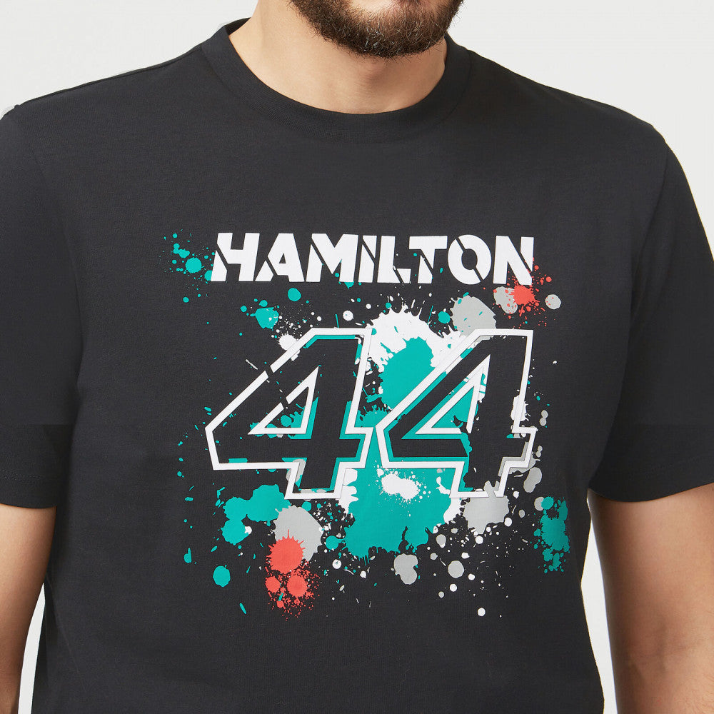 Tričko Mercedes Lewis Hamilton, LEWIS #44, čierne, 2022 - FansBRANDS®