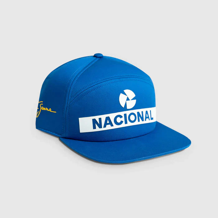 kšiltovka Ayrton Senna, Nacional, originál 1984, s textilným pevným puzdrom, modrá