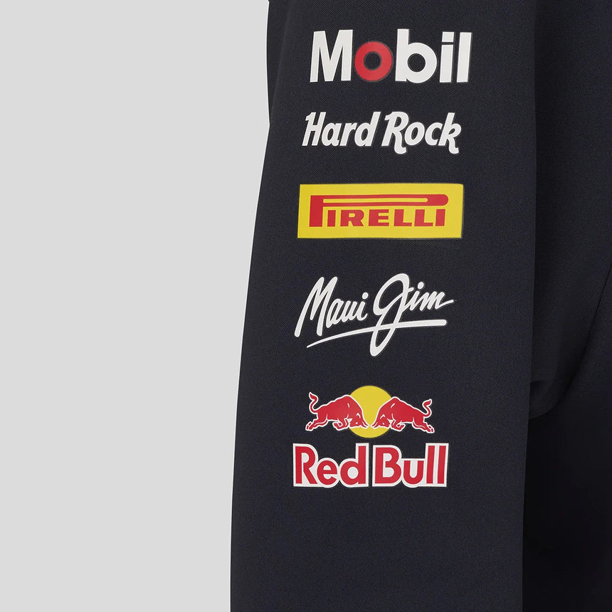 Red Bull tímová detská mikina s kapucňou na zips, modrá