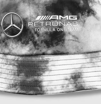 Mercedes bucket hat, tie dye, šedá