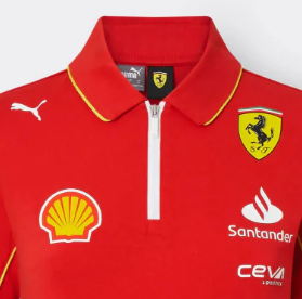 Ferrari tričko s golierom, Puma, tímové, dámske, červená, 2024