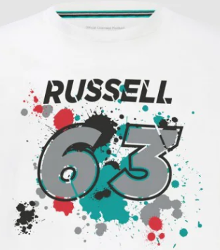 Mercedes George Russell T-Shirt, GEORGE #63, weiß, 2022