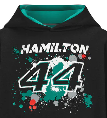 Mercedes Lewis Hamilton Kinder-Sweatshirt, LEWIS #44, schwarz, 2022
