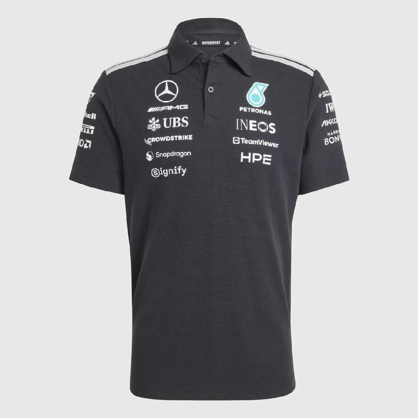 Mercedes polo, tím, inžinieri, adidas, čierne, 2026