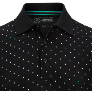 Mercedes t-shirt with collar, polka dot, Black