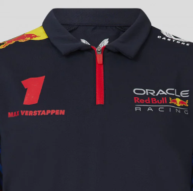 Red Bull Racing T-Shirt mit Kragen, Max Verstappen, Kinder, Blau, 2023