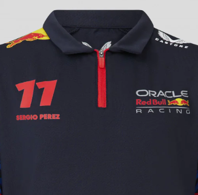 Red Bull Racing T-Shirt mit Kragen, Sergio Pérez, Kinder, Blau, 2023