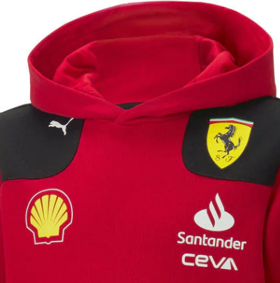 Ferrari mikina s kapucňou, Puma, tím, detský, červená, 2023