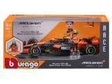 McLaren modelové auto, bburago, Lando Norris, 1:24, #4, MCL38, s pilotom