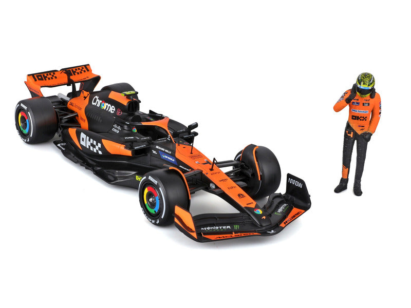 McLaren modelové auto, bburago, Lando Norris, 1:24, #4, MCL38, s pilotom
