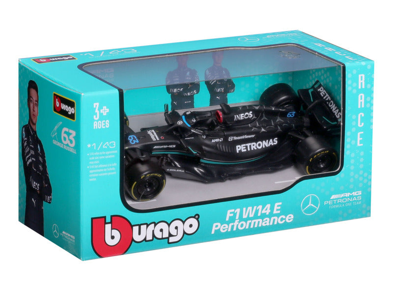 Model auta Mercedes, F1 W 14 E, bburago, 1:43, George Russell #63, 2023