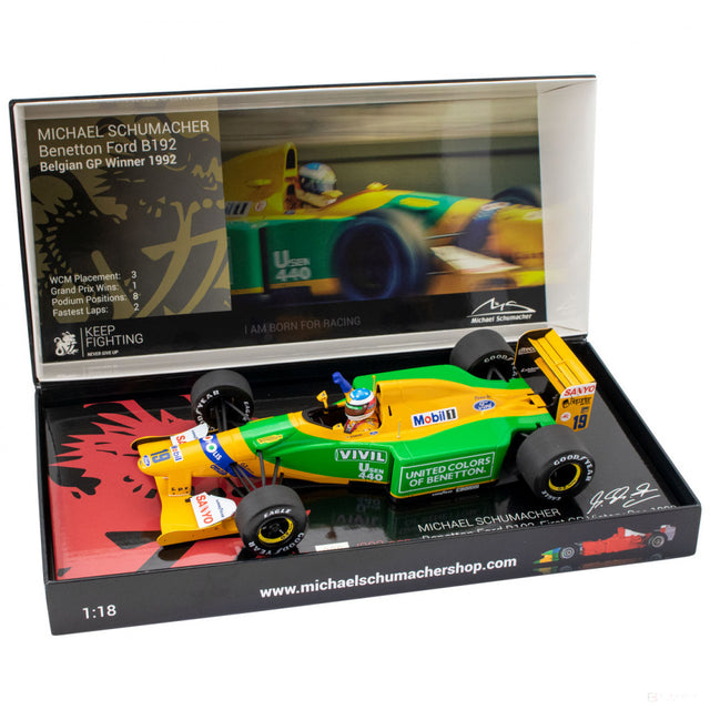 Michael Schumacher Model auta, Benetton Ford B192 Belgicko GP, mierka 1:18, žltá, 2020 - FansBRANDS®