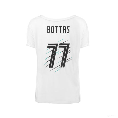 Dámske tričko Mercedes, Bottas Valtteri 77, biele, 2018