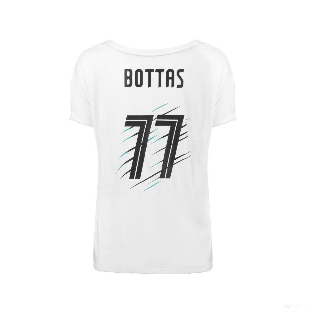 Dámske tričko Mercedes, Bottas Valtteri 77, biele, 2018
