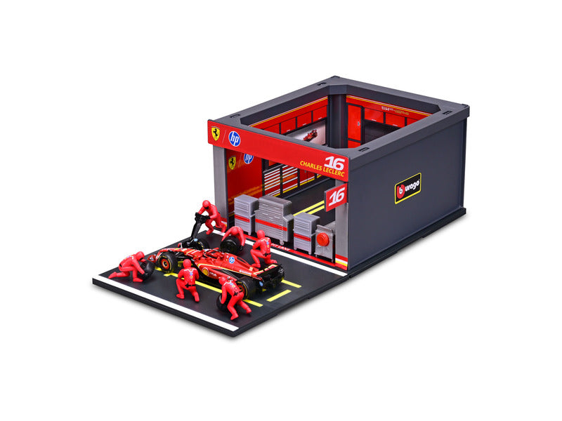 Ferrari modelová stavebnica, vstup do boxov, bburago, 1:43, Charles Leclerc, #16, SF-24