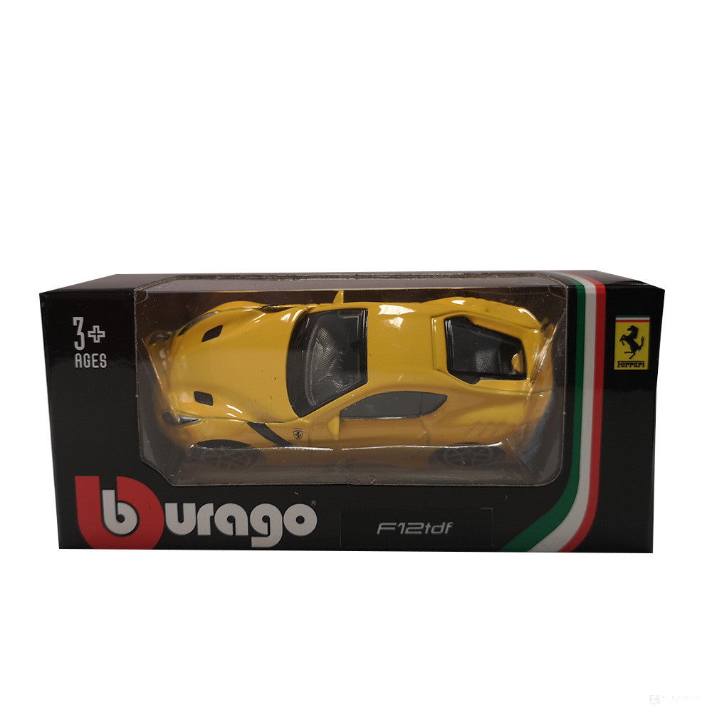 Model auta Ferrari, F12tdf, mierka 1:64, žltý, 2020