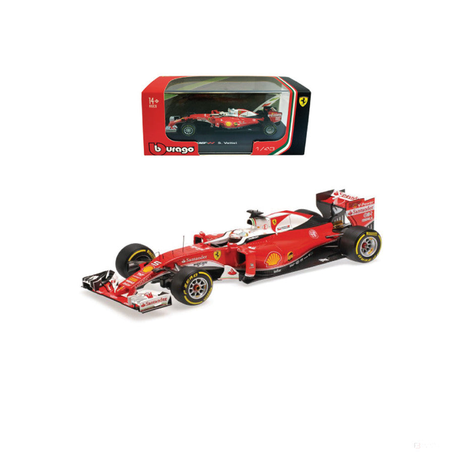 Ferrari Model auta, SF16-H Sebastian Vettel, mierka 1:43, červená, 2018