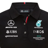 Mercedes Damen T-Shirt mit Kragen, Team, Schwarz, 2021
