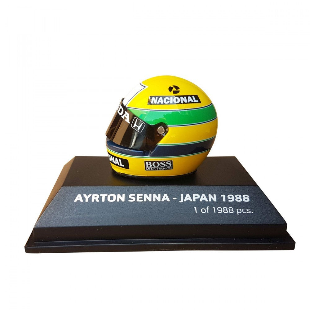 Mini prilba Ayrton Senna, mierka 1:8, žltá, 2018