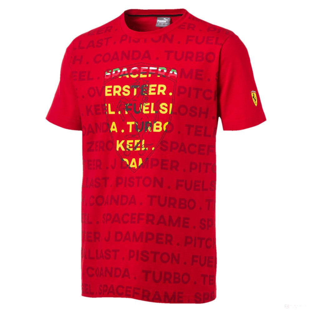 Ferrari tričko, Puma Big Shield s okrúhlym výstrihom, červené, 2019