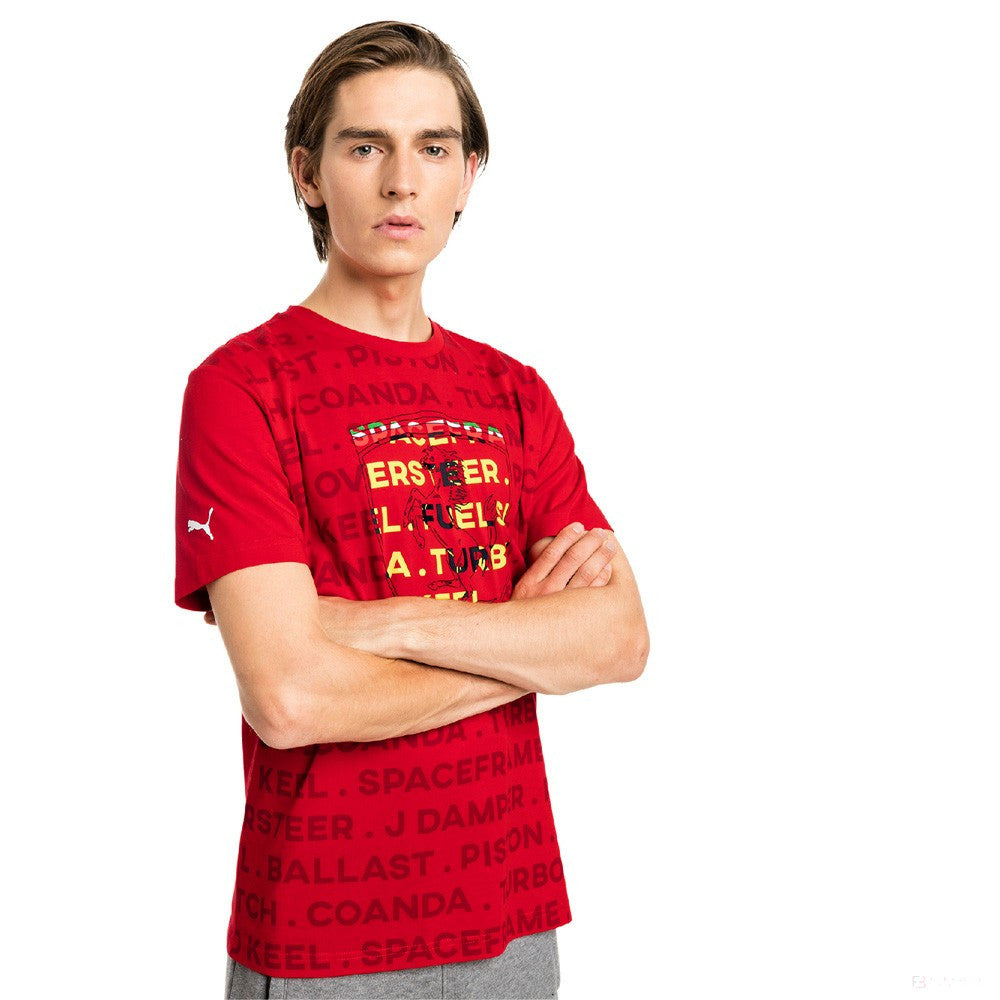 Ferrari tričko, Puma Big Shield s okrúhlym výstrihom, červené, 2019