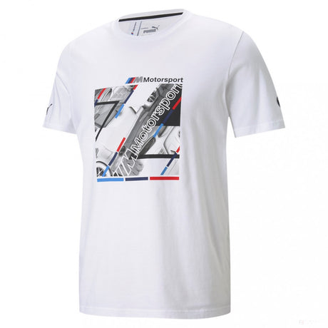 BMW tričko, Puma BMW MMS Graphic, biele, 2021 - FansBRANDS®