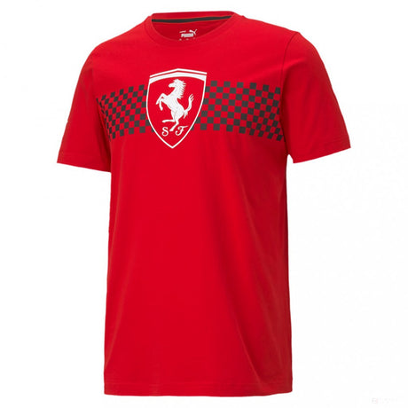 Ferrari tričko, kockovaná vlajka Puma, červená, 2021 - FansBRANDS®