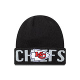 Pletená čiapka Kansas City Chiefs, s nápisom, New Era, čierna