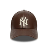 kožená šiltovka New York Yankees, New Era, 9FORTY, jednobarevná hnedá