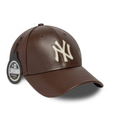 kožená šiltovka New York Yankees, New Era, 9FORTY, jednobarevná hnedá
