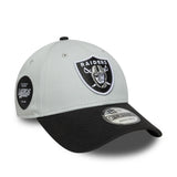 šiltovka Las Vegas Raiders, dvojfarebný pin, New Era, 9FORTY, bočná nášivka, čierno-biela