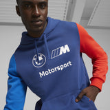 BMW MMS sweatshirt, hooded, Puma, ESS, fleece, blue - FansBRANDS®