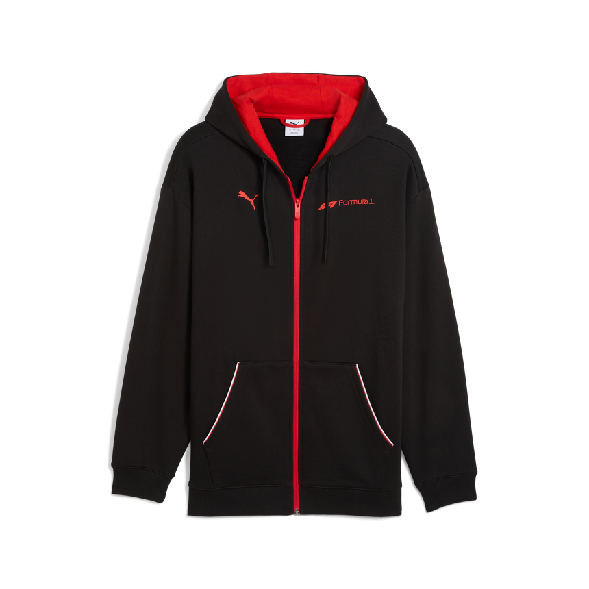 F1 mikina s kapucňou, Puma, Essetial+, na zips, čierna 🔥
