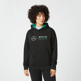 Sveter Mercedes s kapucňou, logo tímu, čierny, 2022