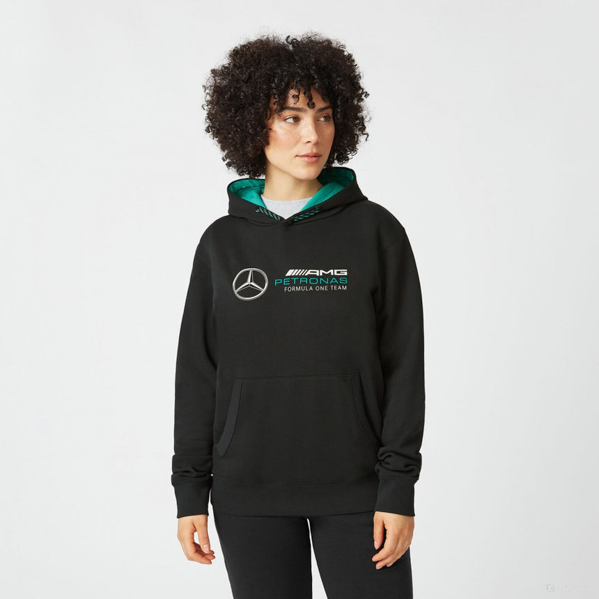 Sveter Mercedes s kapucňou, logo tímu, čierny, 2022 - FansBRANDS®