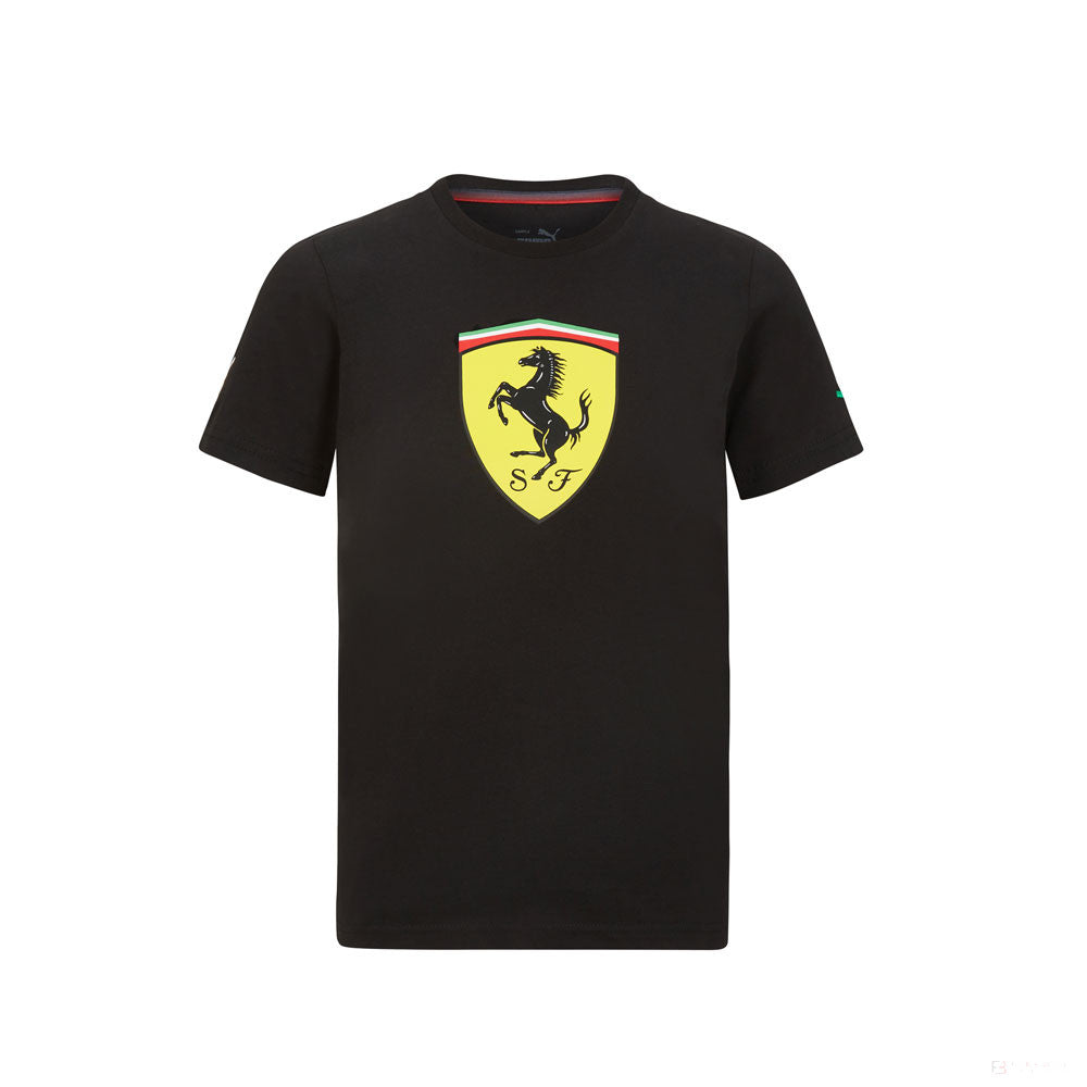 Ferrari tričko, veľký štít, čierne, 2021